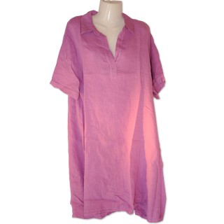 Kleid, Hemdblusenkleid, flieder uni, 100% Leinen