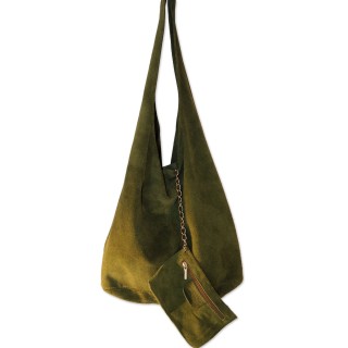 Beuteltasche, Tasche, khaki, 100% Wildleder
