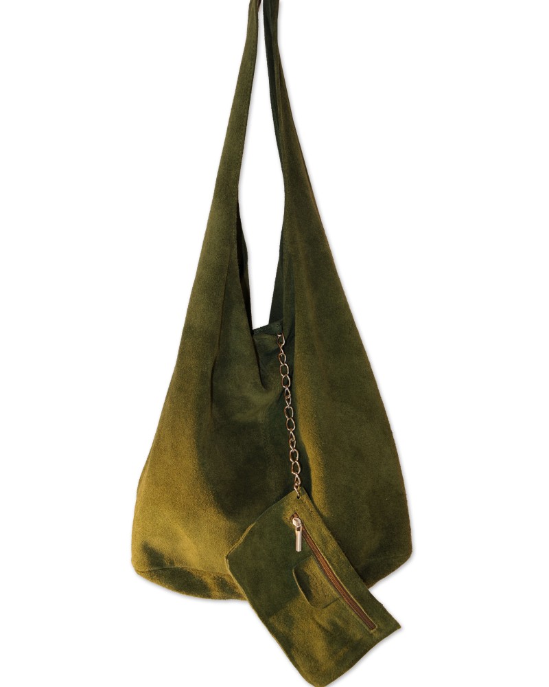 Beuteltasche, Tasche, khaki, 100% Wildleder
