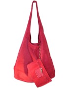 Beuteltasche, Tasche, pink, 100% Wildleder