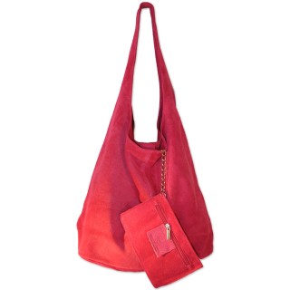 Beuteltasche, Tasche, pink, 100% Wildleder