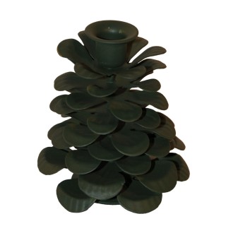 Kerzenständer  "Pinie", grün, Metall lackiert