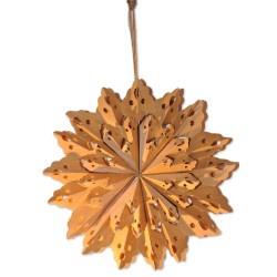 Papierstern, natur, Holzoptik, Durchmesser 30 cm, beidseitig verwendbar