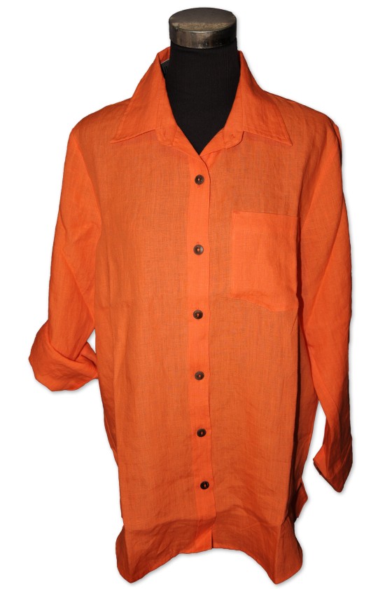 Shirt, Bluse, Hemd "Amy", orange, 100% Leinen