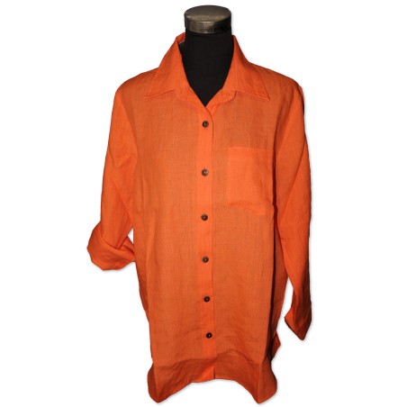 Shirt, Bluse, Hemd "Amy", orange, 100% Leinen
