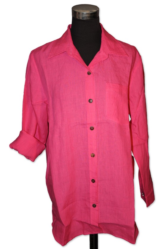 Shirt, Bluse, Hemd "Amy", strong pink, 100% Leinen