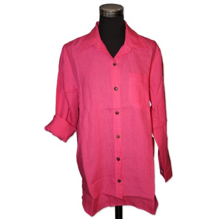 Shirt, Bluse, Hemd "Amy", strong pink, 100% Leinen