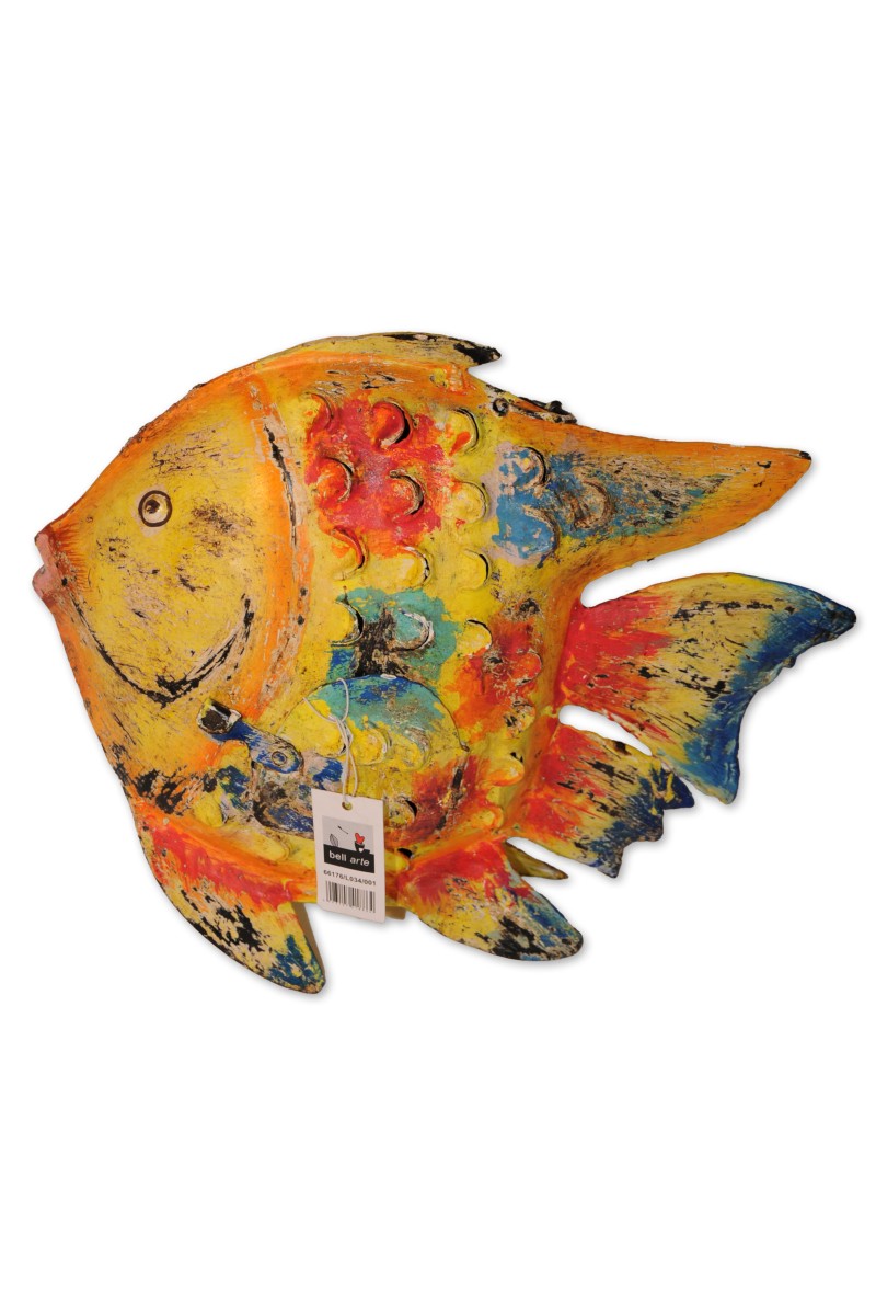 Windlicht, Fisch, Metall lackiert multicolor
