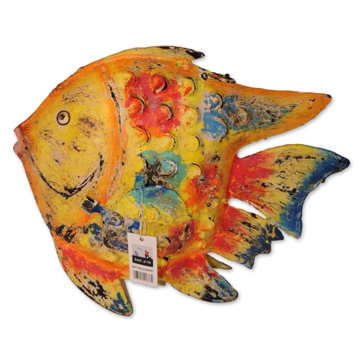 Windlicht, Fisch, Metall lackiert multicolor