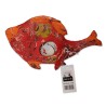 Windlicht, Fisch, Metall lackiert, rot/multicolor
