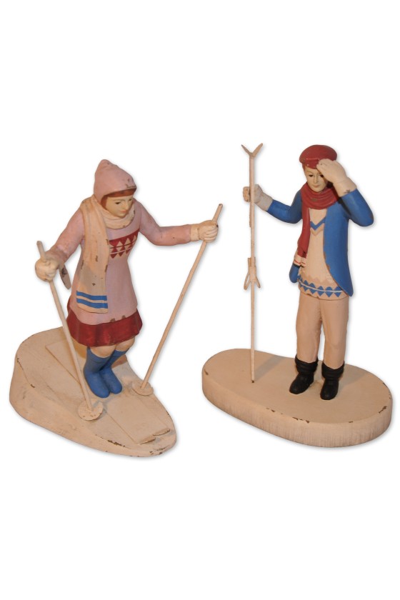 Nostalgie Figuren, Skifahrer-Set, 2-teilig