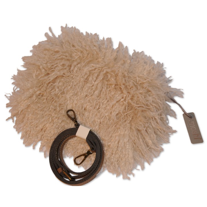 Shoulder bag Mira, light grey, Umhängetasche, hellgrau, Teddyplüsch