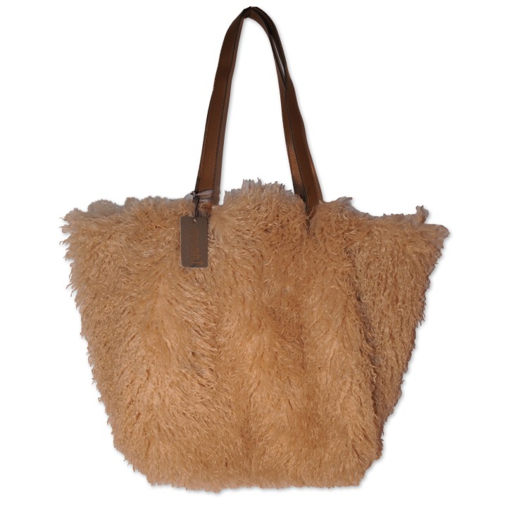 Shoulder bag Meria, light grey, Umhängetasche, hellgrau, Teddyplüsch