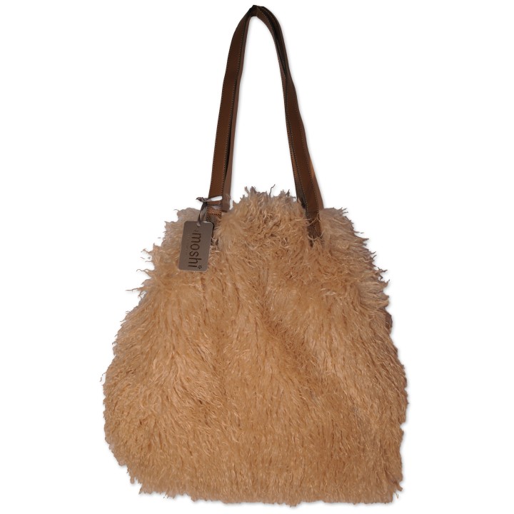 Shoulder bag Meria, light grey, Umhängetasche, hellgrau, Teddyplüsch