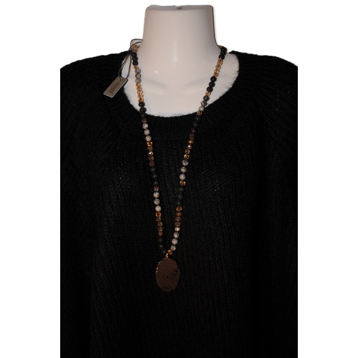 Necklace Nora, black, Kette, schwarz, lang