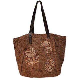 Shoulder bag Penelope, brown, Textil, braun, bestickt