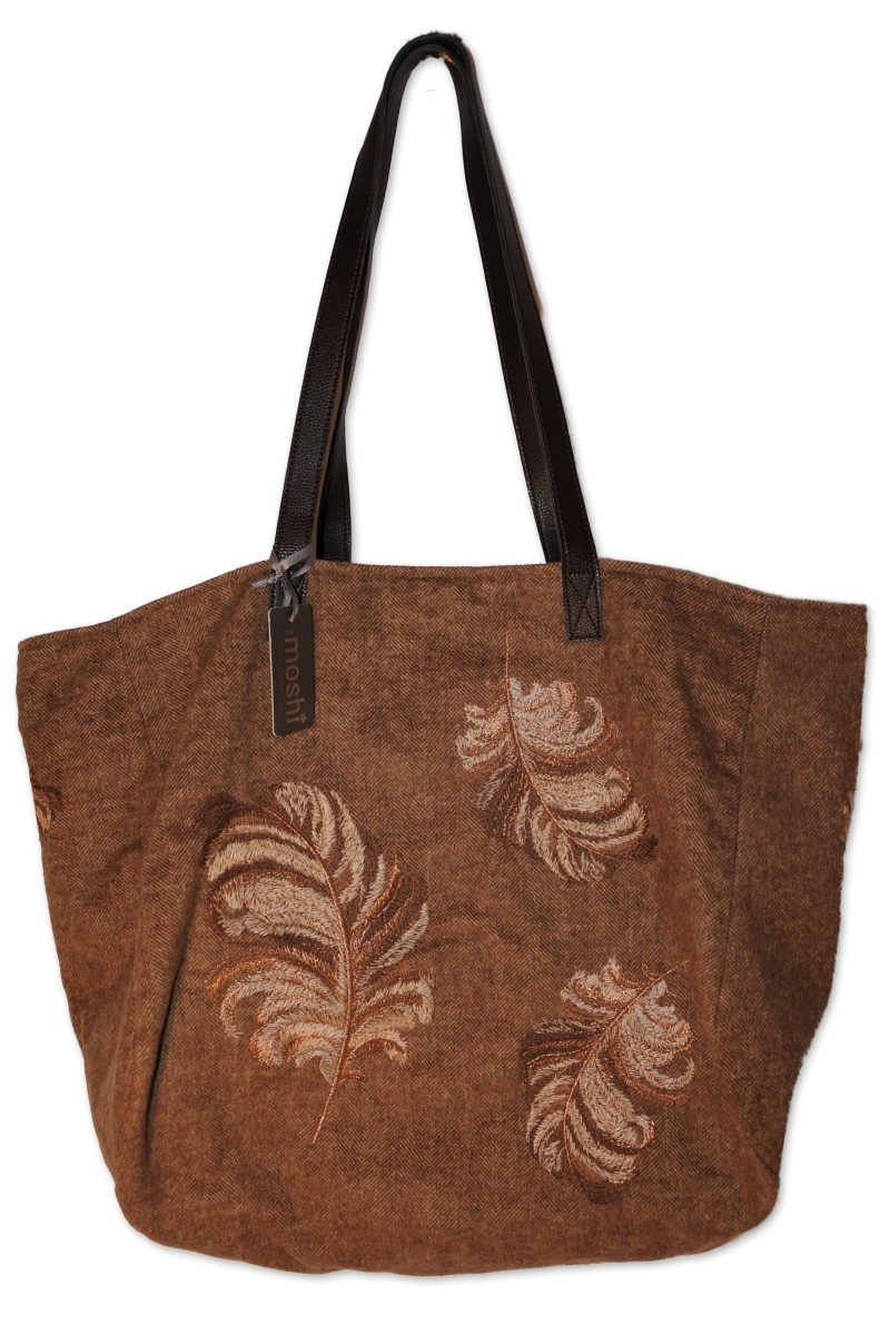 Shoulder bag Penelope, brown, Textil, braun, bestickt