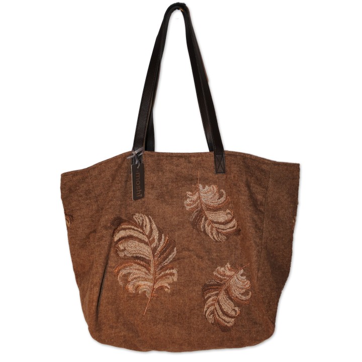 Shoulder bag Penelope, brown, Textil, braun, bestickt
