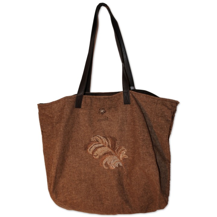 Shoulder bag Penelope, brown, Textil, braun, bestickt