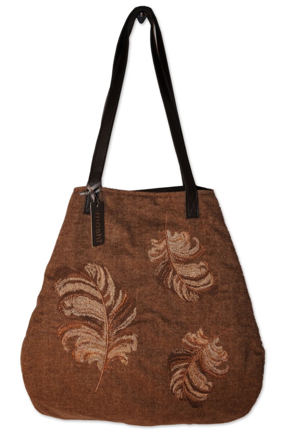 Shoulder bag Penelope, brown, Textil, braun, bestickt