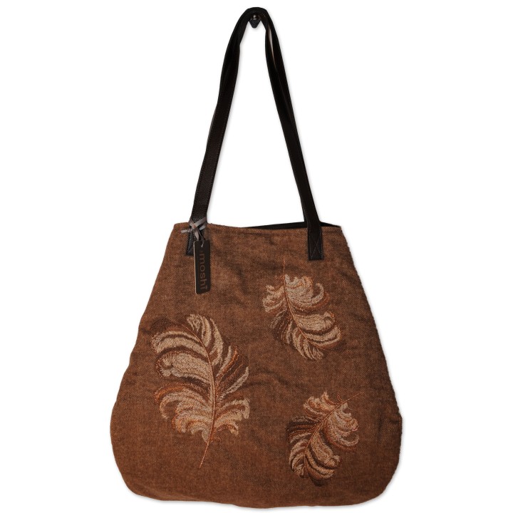 Shoulder bag Penelope, brown, Textil, braun, bestickt