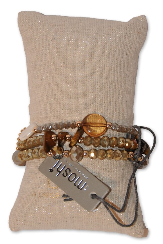 Bracelet Nicole, taupe, Armband, 3-reihig