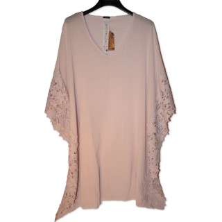 Tunika, creme mit Spitzen seitlich, Gr. S/M