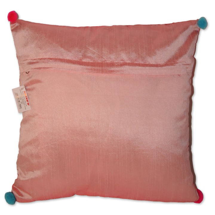 Kissenhülle, rosa, Vorderseite multicolor bestickt, 40 x 40 cm