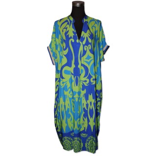 Kleid, blau/grün gemustert