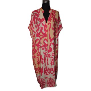 Kleid, pink/pfirsich/creme multicolor gemustert