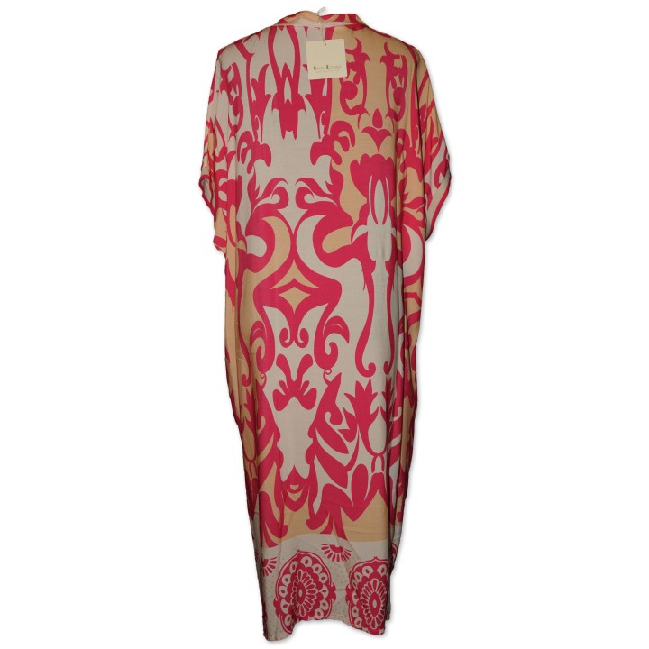 Kleid, pink/pfirsich/creme multicolor gemustert