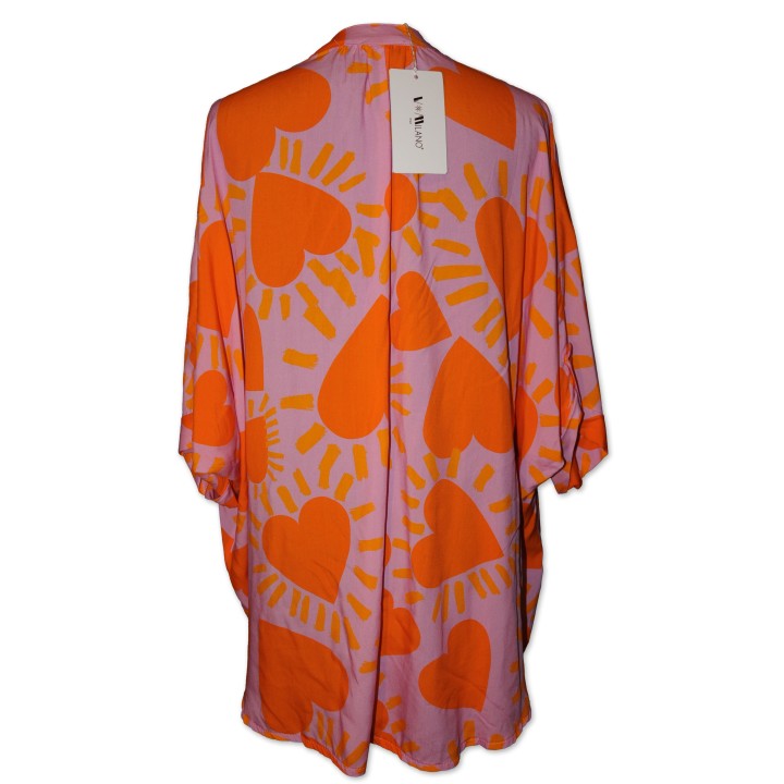 Tunika, Bluse, pink/flieder gemustert "Herz"