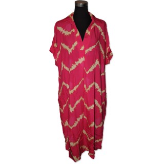 Kleid, pink/creme gemustert