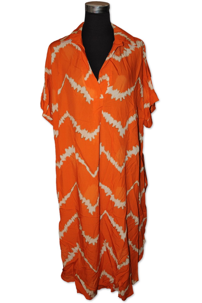 Kleid, orange/creme gemustert