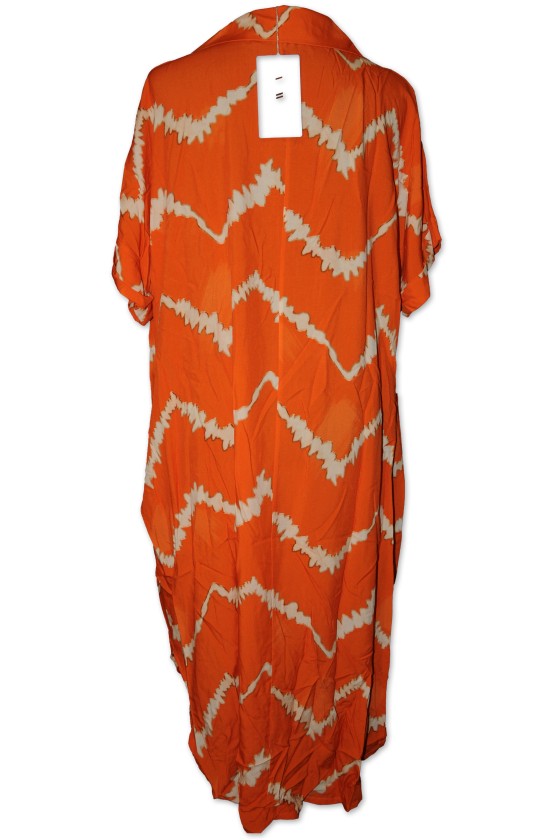 Kleid, orange/creme gemustert