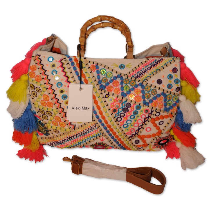 Shopper, Strandtasche, multicolor bestickt, Spiegel