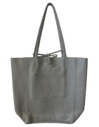 Ledertasche, Ledershopper, hellgrau, uni