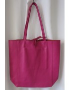 Ledertasche, Ledershopper, pink, uni