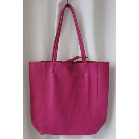Ledertasche, Ledershopper, pink, uni