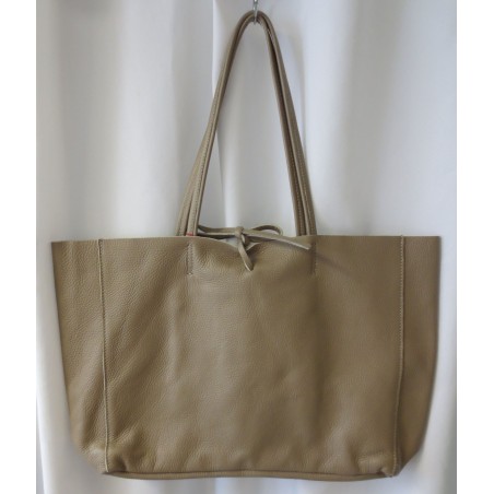 Ledertasche, Ledershopper, beige, uni