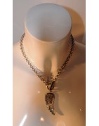 Kette, kurz, silberfarbig, Engelsflügel