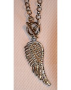 Kette, kurz, silberfarbig, Engelsflügel