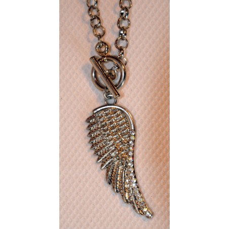 Kette, kurz, silberfarbig, Engelsflügel