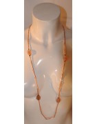 Kette, lang, roségold matt, Halbedelsteine