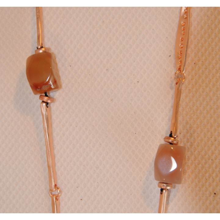 Kette, lang, roségold matt, Halbedelsteine